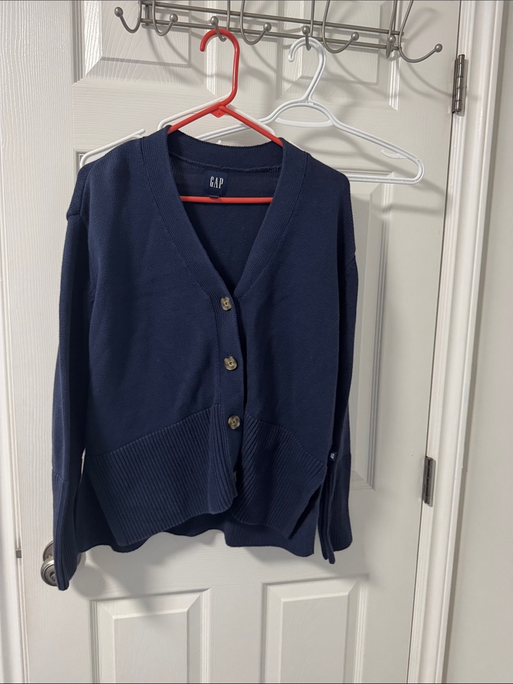 GAP Navy V‑Neck Button Front Cardigan